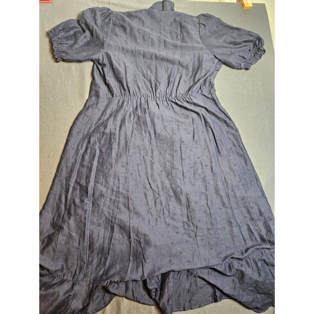 Old Navy Dress Women's Medium Navy Blue Wrap Dress With Tie Ruffle Collar